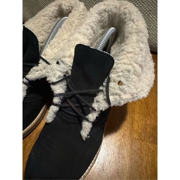 Rinascimento Womens Suede and Sherpa Black Boots Made in Italy Size US 6 EU 37 - Picture 5 of 12